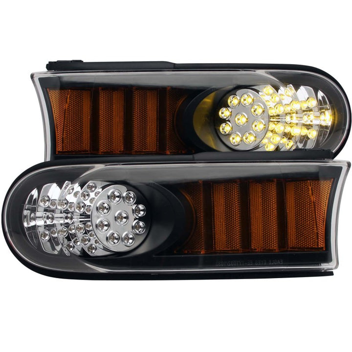 ANZO 2007-2013 Toyota Fj Cruiser LED Parking Lights Black w/ Amber Reflector - Bull Strap
