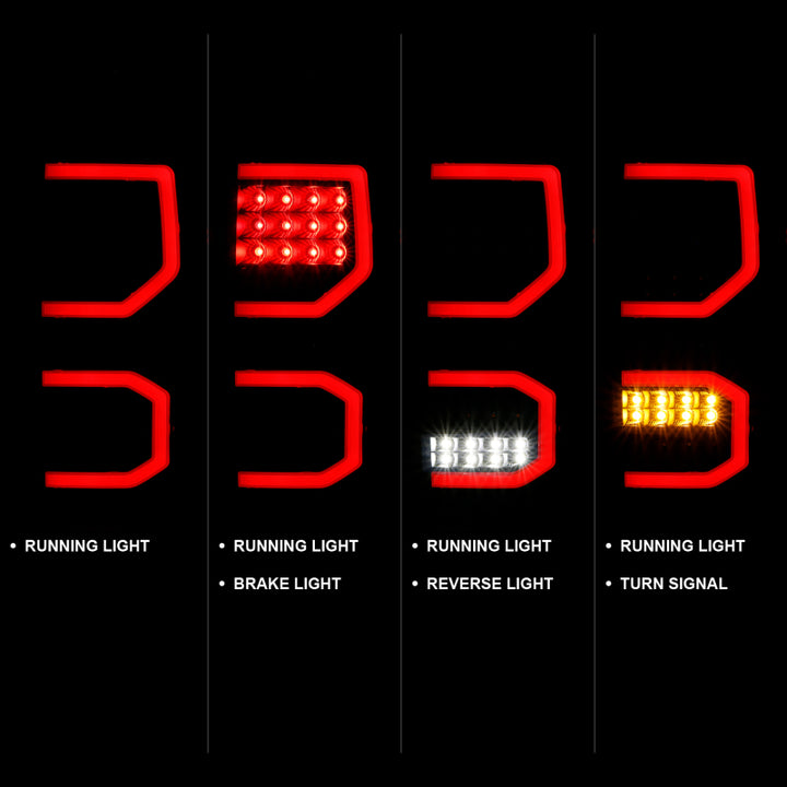 ANZO 2007-2013 Toyota Tundra LED Taillights Plank Style Black w/Smoke Lens - Bull Strap