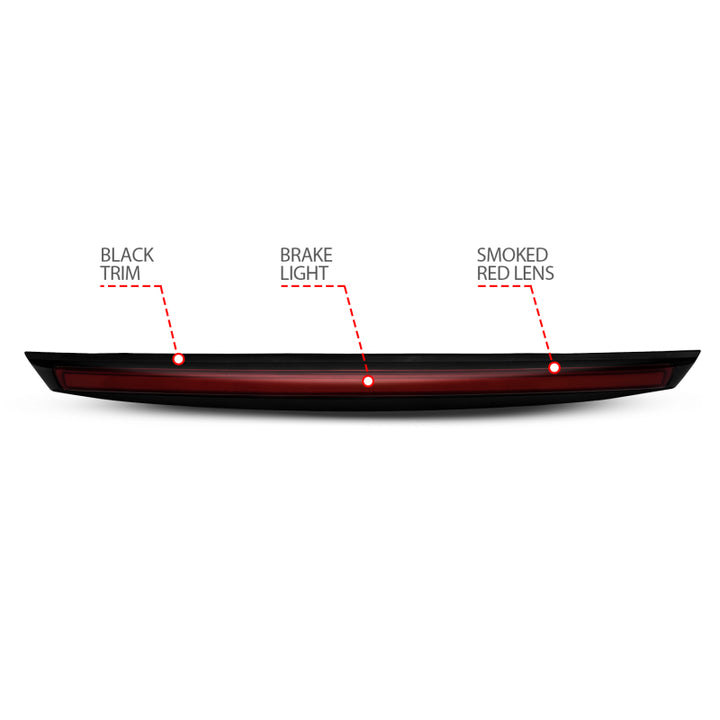 ANZO 2007-2014 Chevrolet Suburban 1500 LED 3rd Brake Light Black Housing Smoke Lens w/ Spoiler 1pc - Bull Strap