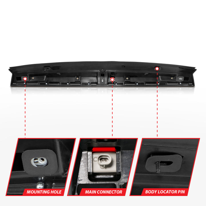 ANZO 2007-2014 Chevrolet Suburban 1500 LED 3rd Brake Light Black Housing Smoke Lens w/ Spoiler 1pc - Bull Strap