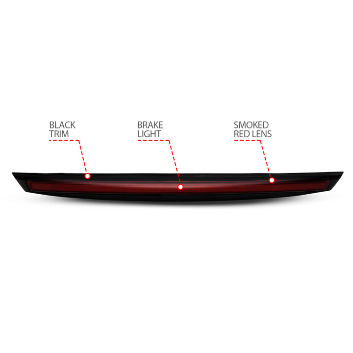 ANZO 2007-2014 Chevrolet Suburban 1500 LED 3rd Brake Light Black Housing Smoke Lens w/ Spoiler 1pc - Bull Strap