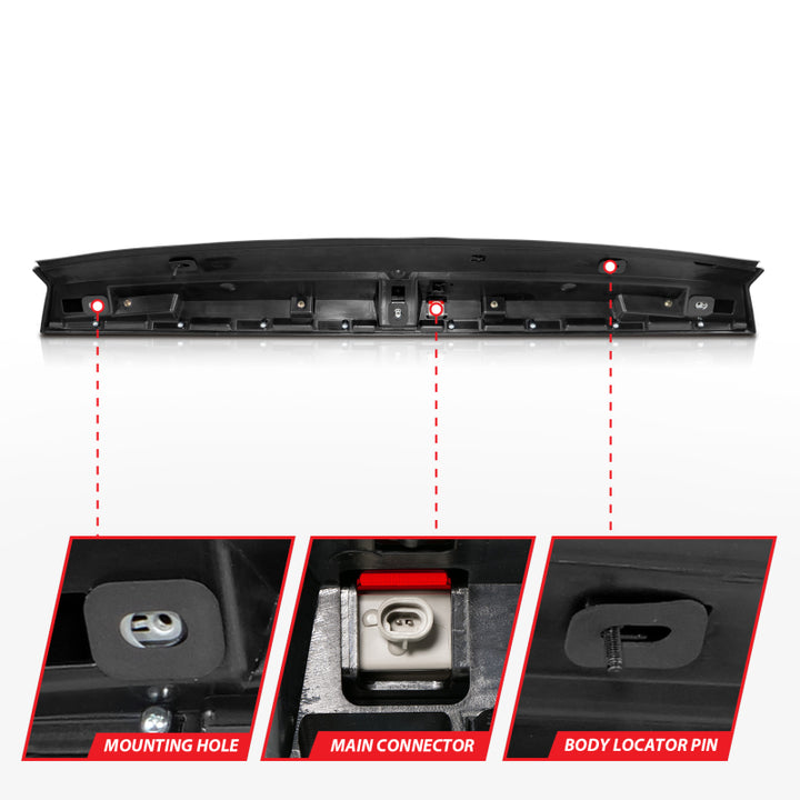 ANZO 2007-2014 Chevrolet Suburban 1500 LED 3rd Brake Light Black Housing Smoke Lens w/ Spoiler 1pc - Bull Strap