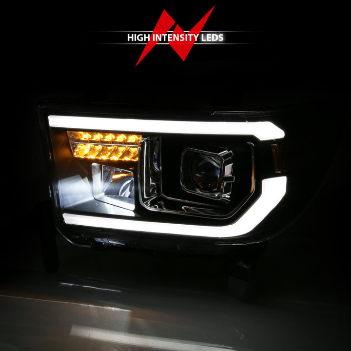 ANZO 2007-2014 Toyota Tundra Projector Light Bar H.L Black Amber(Led High Beam) (Halogen Version) - Bull Strap