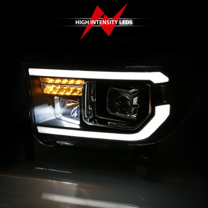 ANZO 2007-2014 Toyota Tundra Projector Light Bar H.L Black Amber(Led High Beam) (Halogen Version) - Bull Strap