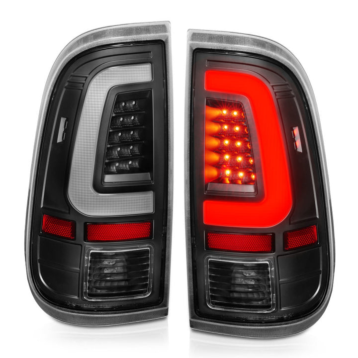 ANZO 2008-2016 Ford F-250 LED Taillights Black Housing Clear Lens (Pair) - Bull Strap