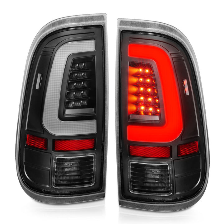 ANZO 2008-2016 Ford F-250 LED Taillights Black Housing Clear Lens (Pair) - Bull Strap