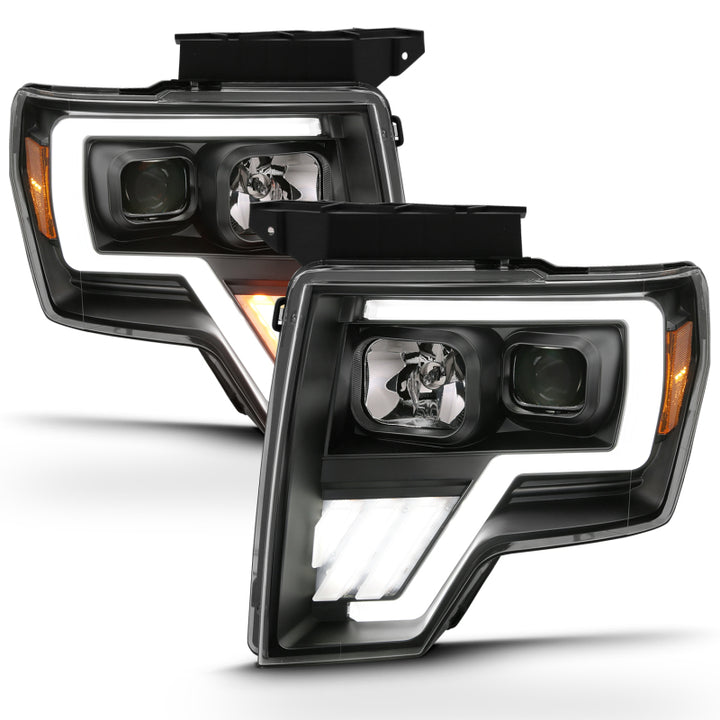ANZO 2009-2013 Ford F-150 Projector Light Bar G4 Switchback Headlights Black Amber - Bull Strap