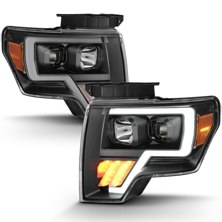 ANZO 2009-2014 Ford F-150 Projector Light Bar G4 H.L. Black Amber - Bull Strap