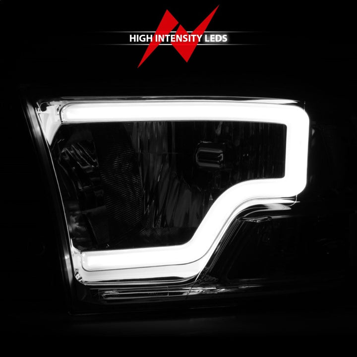 ANZO 2009-2018 Dodge Ram 1500/ 2500/ 3500 Crystal Headlights w/ Light Bar Chrome Housing - Bull Strap