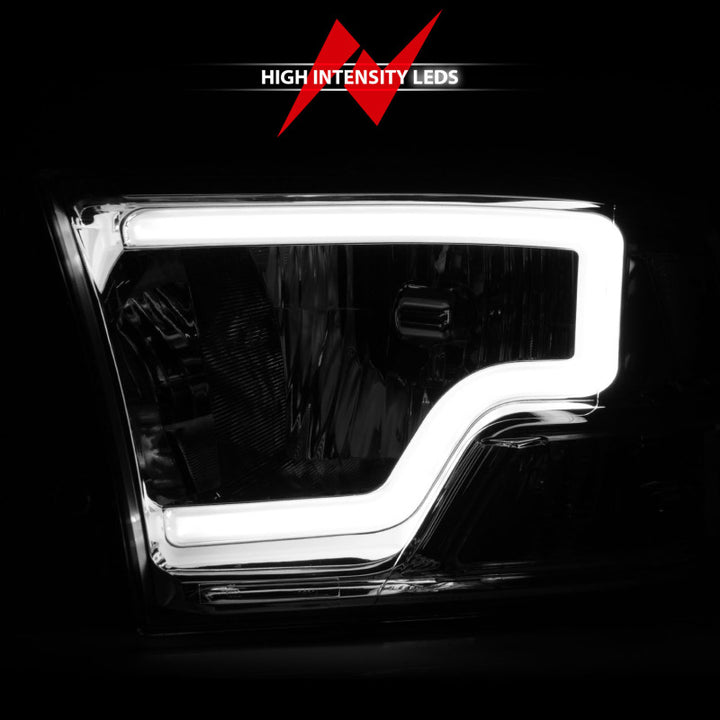 ANZO 2009-2018 Dodge Ram 1500/ 2500/ 3500 Crystal Headlights w/ Light Bar Chrome Housing - Bull Strap