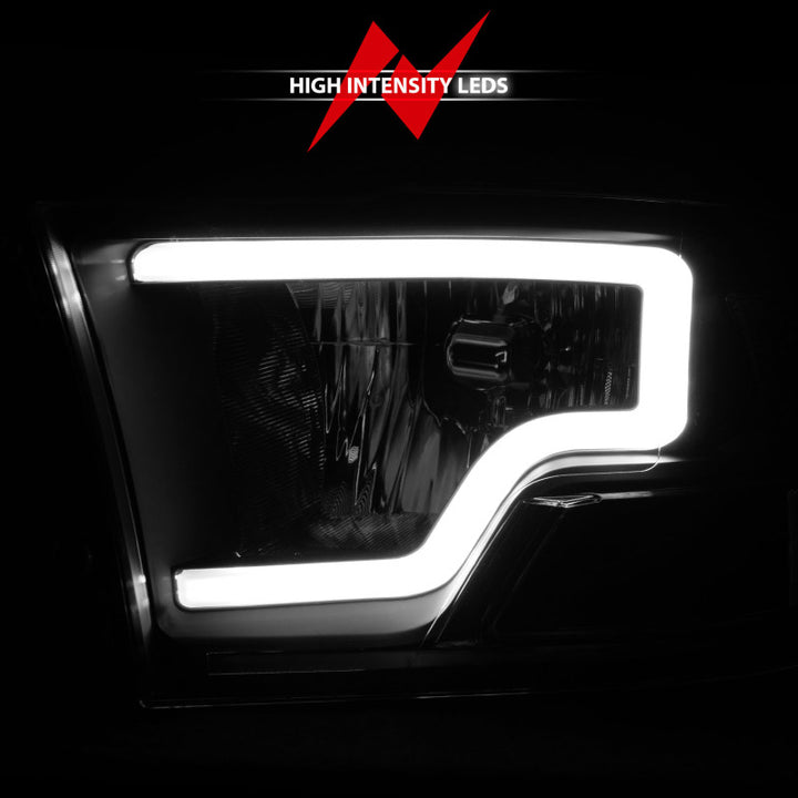 ANZO 2009-2018 Dodge Ram 1500 Crystal Headlights w/ Light Bar Black Housing - Bull Strap