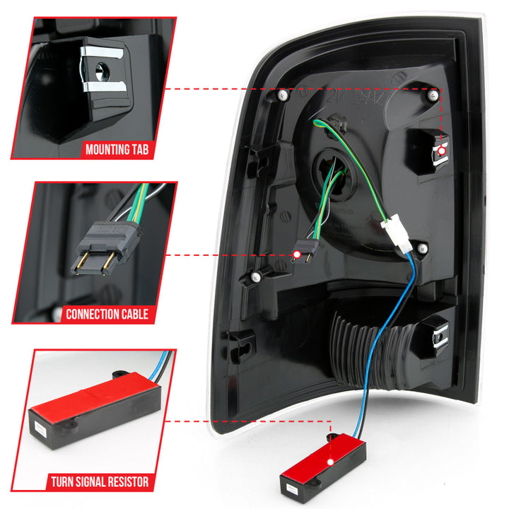 ANZO 2009-2018 Dodge Ram 1500 LED Taillight Plank Style Black w/Smoke Lens - Bull Strap
