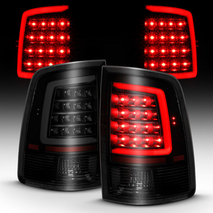 ANZO 2009-2018 Dodge Ram 1500 LED Taillight Plank Style Black w/Smoke Lens - Bull Strap