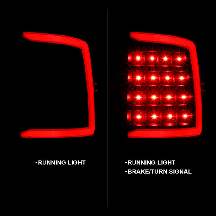 ANZO 2009-2018 Dodge Ram 1500 LED Taillight Plank Style Black w/Smoke Lens - Bull Strap