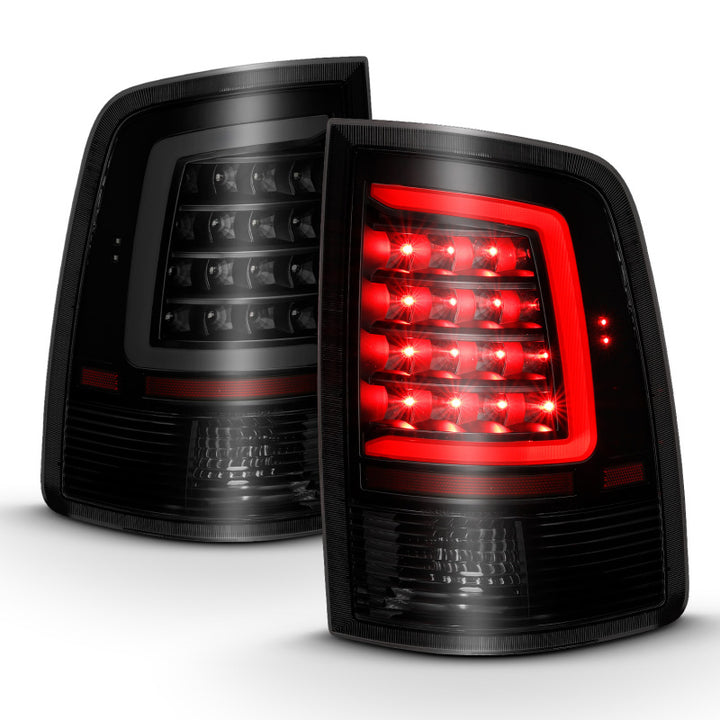 ANZO 2009-2018 Dodge Ram 1500 LED Taillight Plank Style Black w/Smoke Lens - Bull Strap