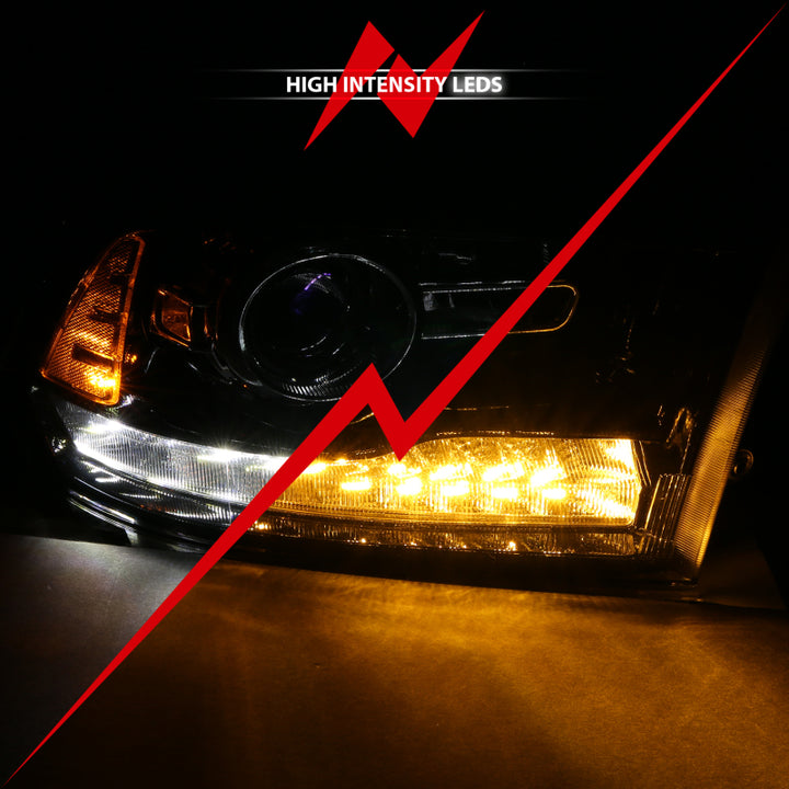 ANZO 2009-2018 Dodge Ram 1500 Projector Plank Style Switchback H.L Halo Black Amber (OE Style) - Bull Strap