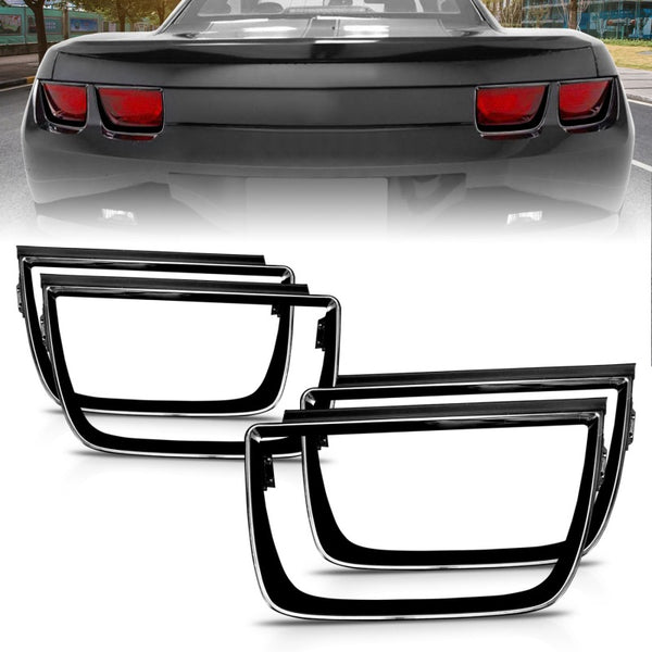 ANZO 2010-2013 Chevrolet Camaro Taillight Bezels - 4pc Gloss Black - Bull Strap
