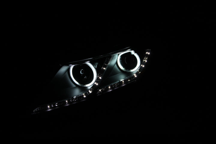ANZO 2011-2013 Kia Optima Projector Headlights w/ Halo Black (CCFL) - Bull Strap