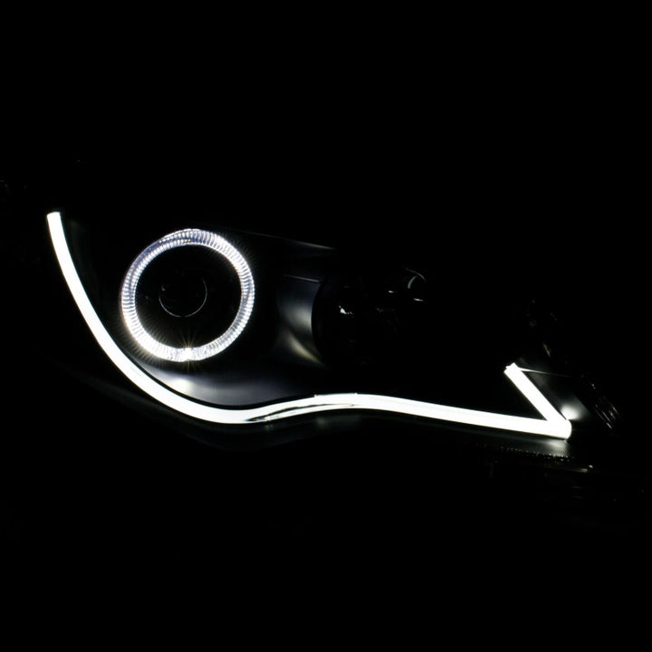 ANZO 2012-2013 Toyota Camry Projector Headlights w/ Halo Black - Bull Strap