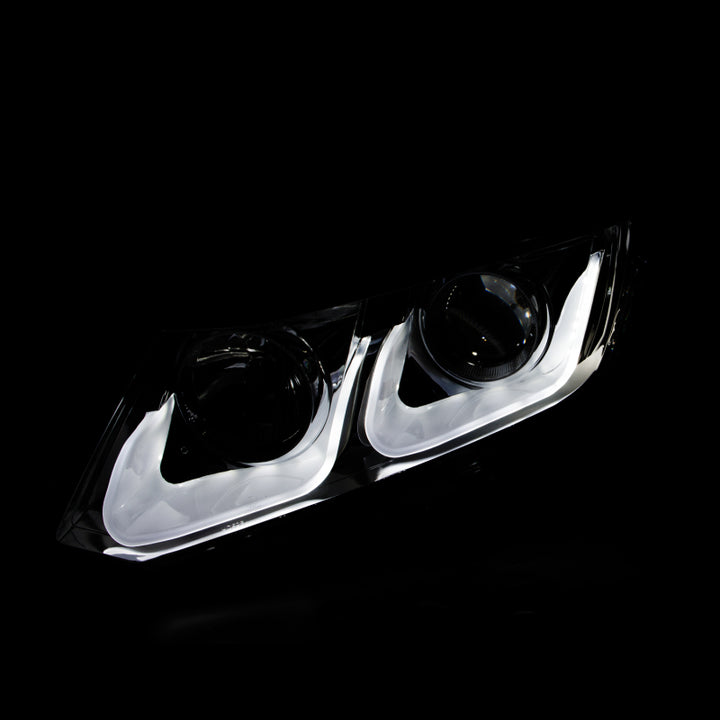 ANZO 2012-2015 Honda Civic Projector Headlights w/ U-Bar Black - Bull Strap