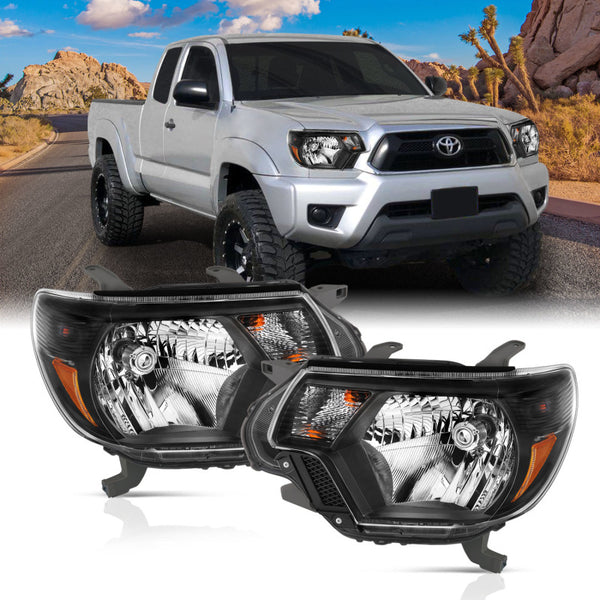 ANZO 2012-2015 Toyota Tacoma Crystal Headlights Black - Bull Strap
