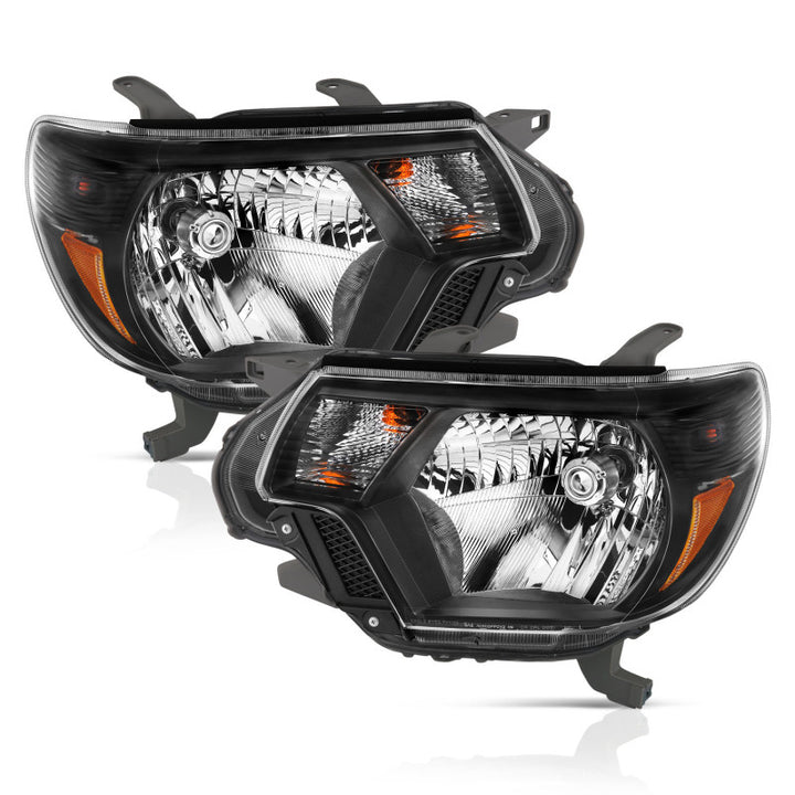 ANZO 2012-2015 Toyota Tacoma Crystal Headlights Black - Bull Strap
