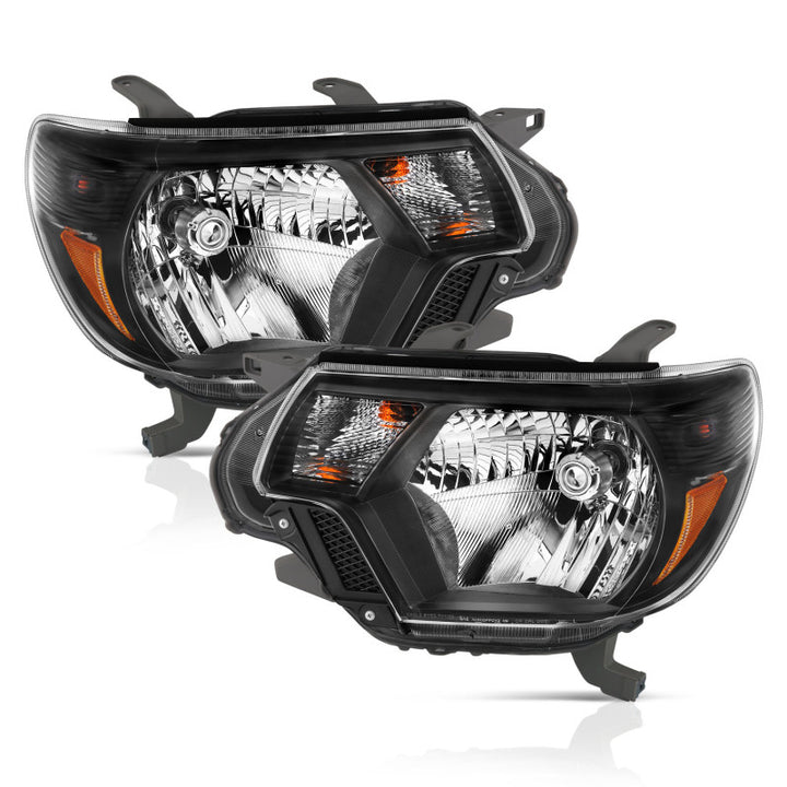 ANZO 2012-2015 Toyota Tacoma Crystal Headlights Black - Bull Strap