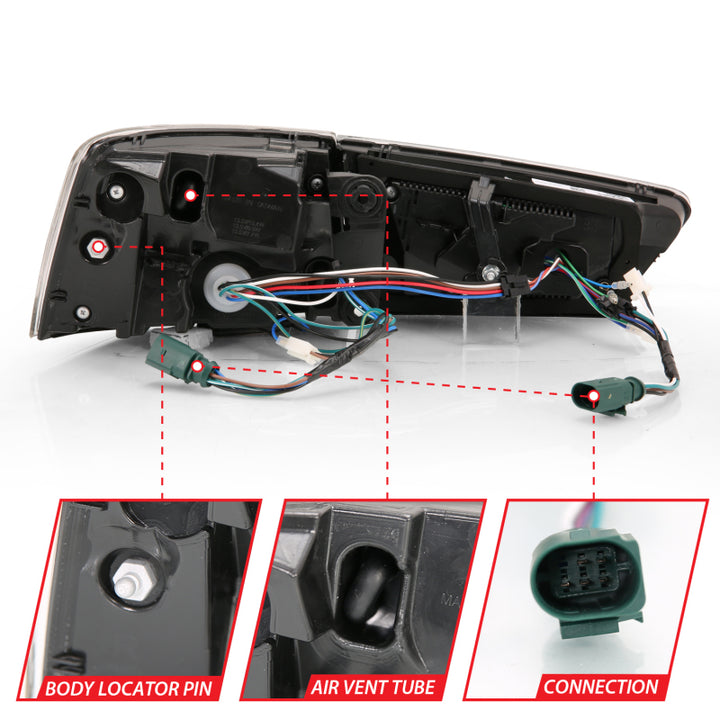 ANZO 2012-2018 Audi A6 LED Taillight Black Housing Red/Clear Lens 4 pcs (Sequential Signal) - Bull Strap