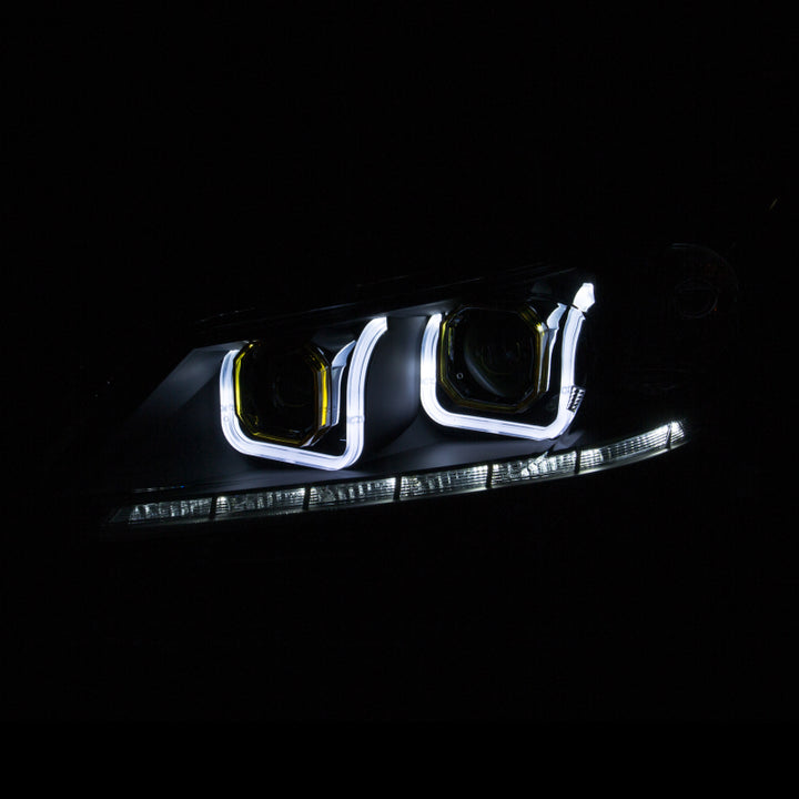 ANZO 2013-2015 Honda Accord (4dr ONLY) Projector Headlights w/ U-Bar Black - Bull Strap
