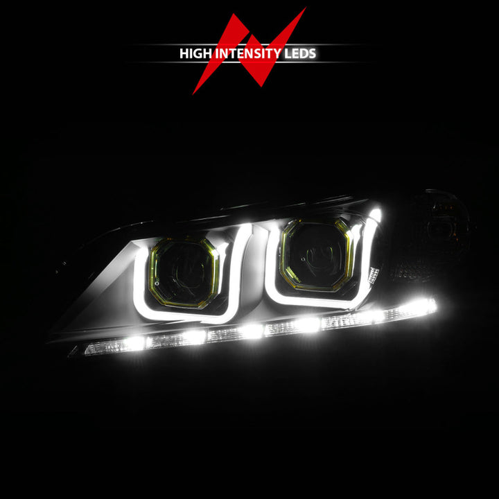 ANZO 2013-2015 Honda Accord (4dr ONLY) Projector Headlights w/ U-Bar Black - Bull Strap
