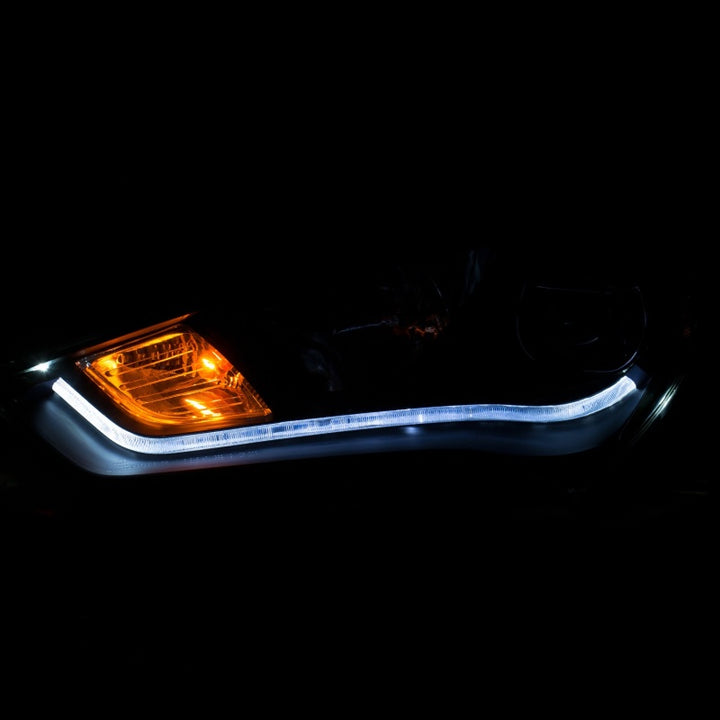 ANZO 2013-2015 Hyundai Genesis Projector Headlights w/ Plank Style Design Black (HID Compatible) - Bull Strap