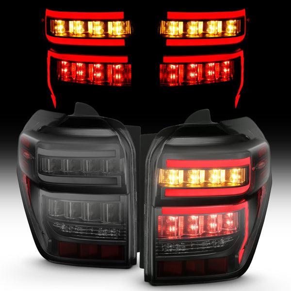 ANZO 2014-2020 Toyota 4Runner T.L Black Housing Smoke Lens Red Light Bar W/Sequential - Bull Strap