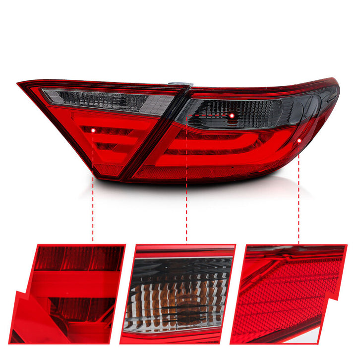 ANZO 2015-2016 Toyota Camry LED Taillights Smoke - Bull Strap