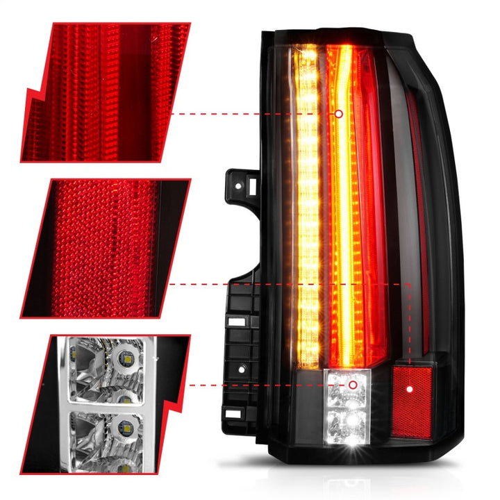 ANZO 2015-2017 GMC Yukon/Yukon XL LED Taillights Black - Bull Strap