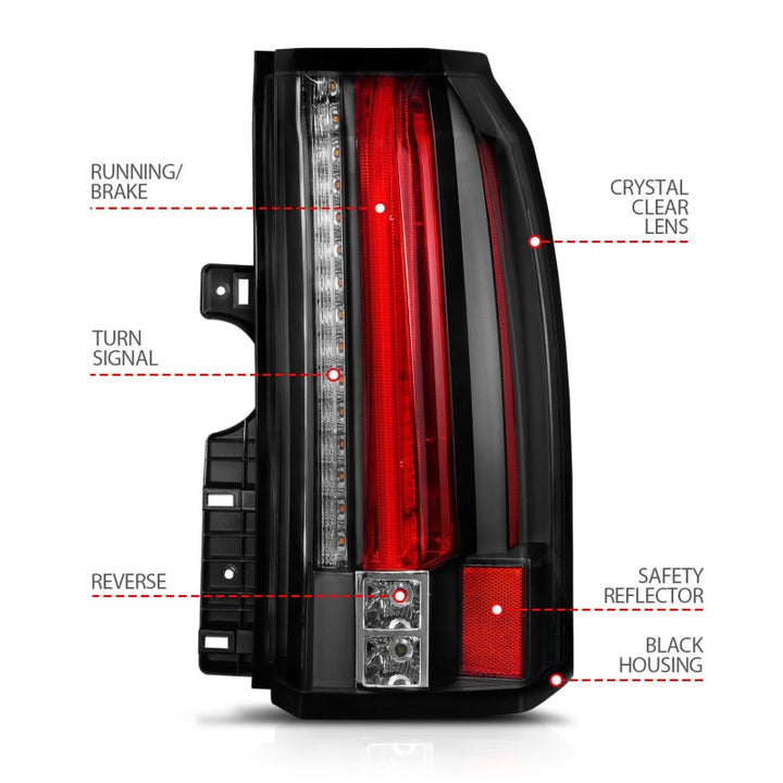 ANZO 2015-2017 GMC Yukon/Yukon XL LED Taillights Black - Bull Strap