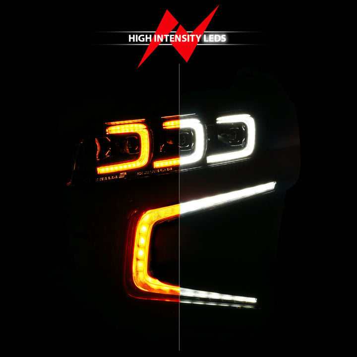 ANZO 21-23 Chevy Tahoe/Suburban LED Light Bar Style Headlights Black w/ Sequential DRL (Left Side) - Bull Strap