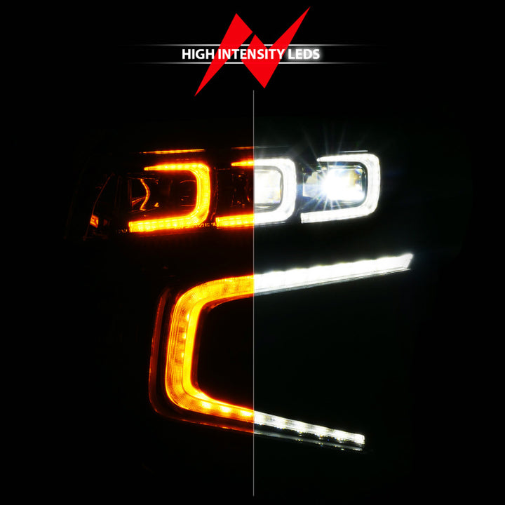 ANZO 21-23 Chevy Tahoe/Suburban LED Light Bar Style Headlights Black w/ Sequential DRL (Right Side) - Bull Strap