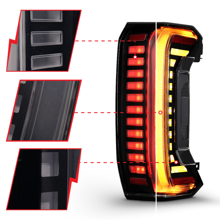 ANZO 22-24 Toyota Tundra Z-Series Full LED Tail Lights Smoke Lens Init/SeqSig- Pair - Bull Strap