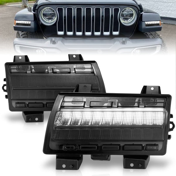 ANZO Wrangler 18-21/Gladiator 20+ LED Side Marker Lights Smoke w Sequential Signal - Bull Strap