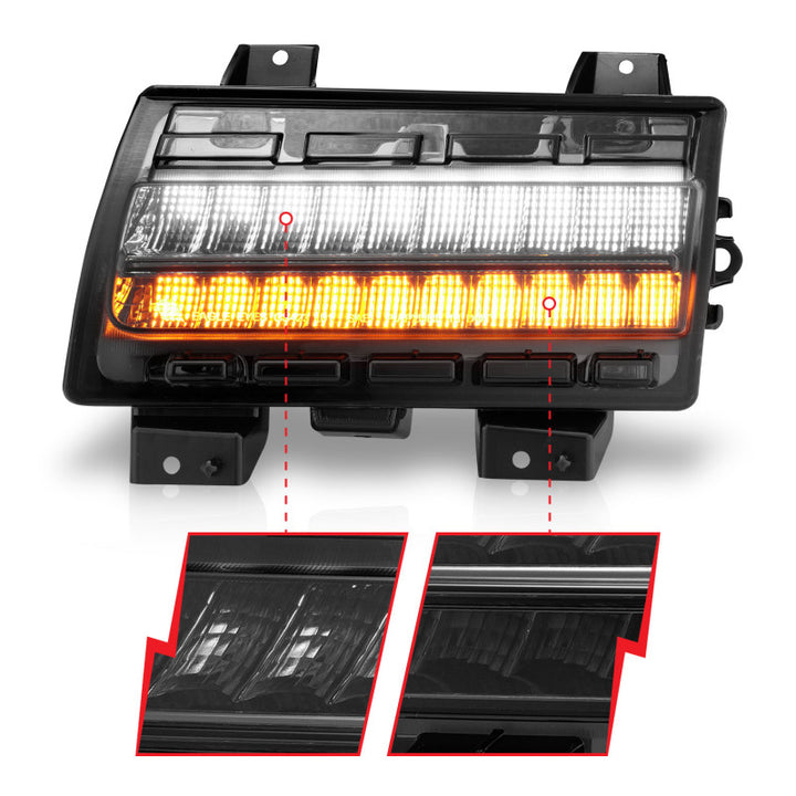 ANZO Wrangler 18-21/Gladiator 20+ LED Side Marker Lights Smoke w Sequential Signal - Bull Strap