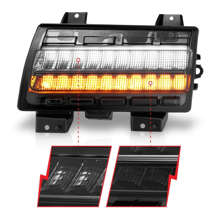 ANZO Wrangler 18-21/Gladiator 20+ LED Side Marker Lights Smoke w Sequential Signal - Bull Strap