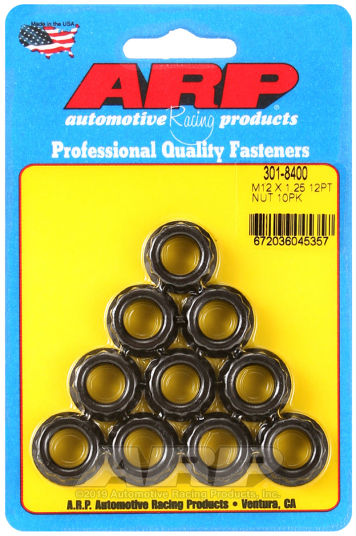 ARP 12mm x 1.25 16mm Socket 12pt Nut Kit (10 pack) - Bull Strap