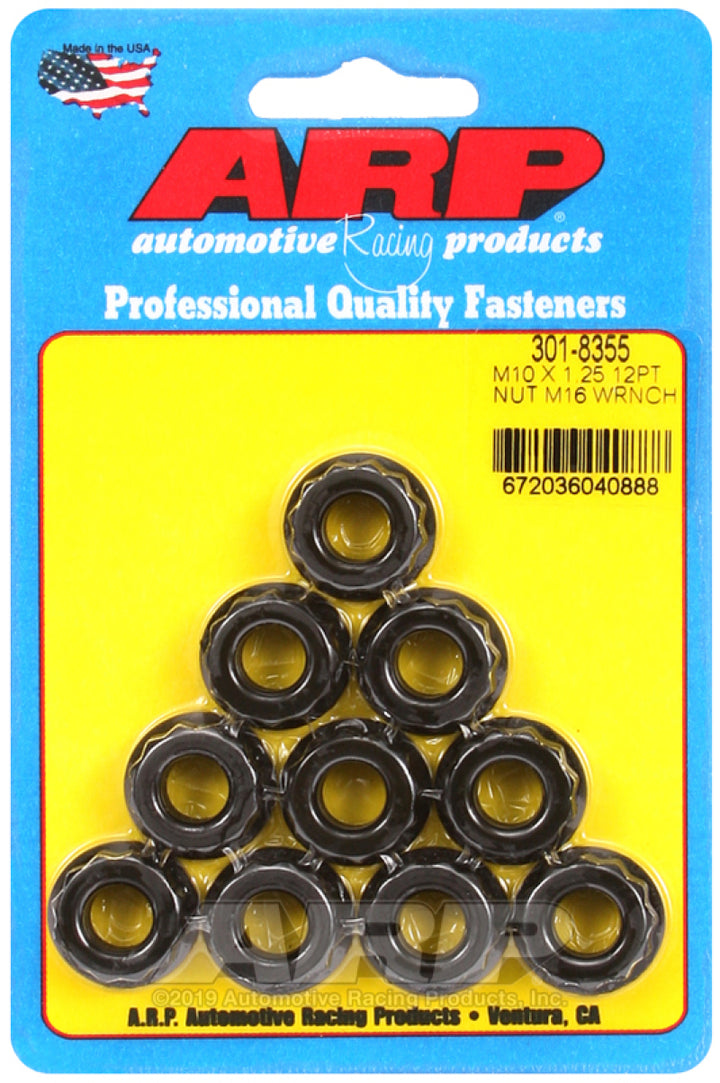 ARP M10 x 1.25 (5) 12-Point Nut Kit (Pack of 10) - Bull Strap