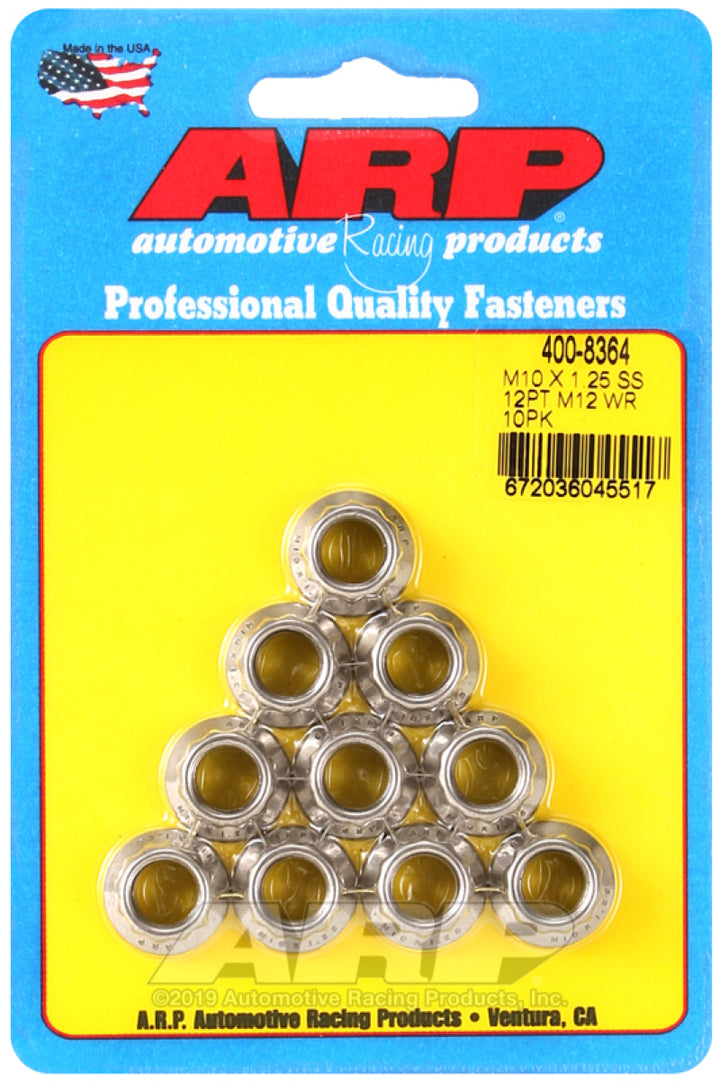 ARP M10 x 1.25 SS 12pt Nut Kit (10/pkg) - Bull Strap