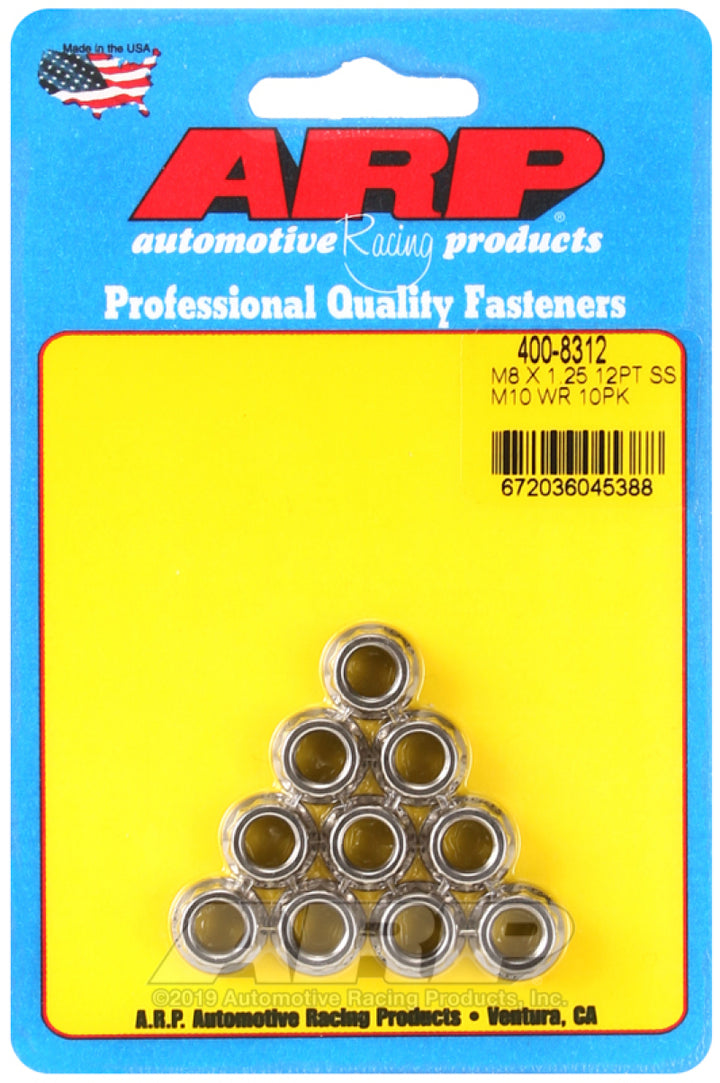 ARP M8 x 1.25 12pt SS Nut Kit - Bull Strap