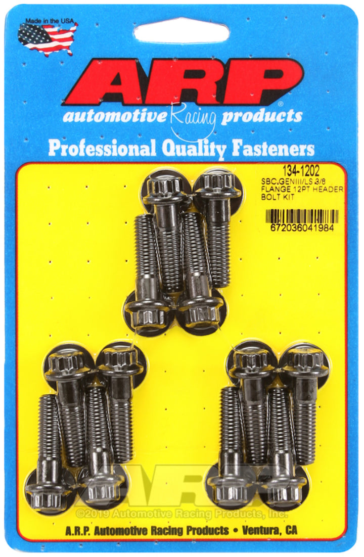 ARP SBC/GENIII LS 3/8 Flange 12pt Header Bolt Kit - Bull Strap
