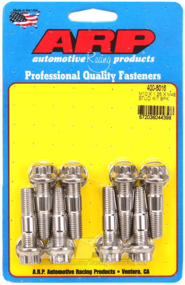 ARP Sport Compact M10 x 1.25 x 48mm Stainless Accessory Studs (8 pack) - Bull Strap
