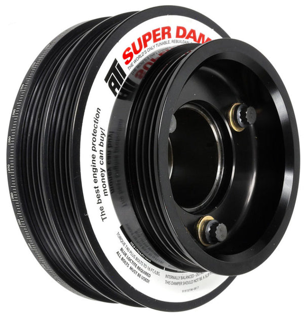 ATI Damper - 5.67in - Alum - (2) 4 Grv - Nissan RB26 - R32 Only - 1Pc - w/Power Steering Pulley - Bull Strap