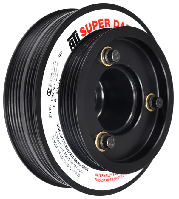 ATI Damper - 5.67in - Alum - (3) 4 Grv - Honda B - OEM Style - Bolt On Ps - 1Pc - Bull Strap