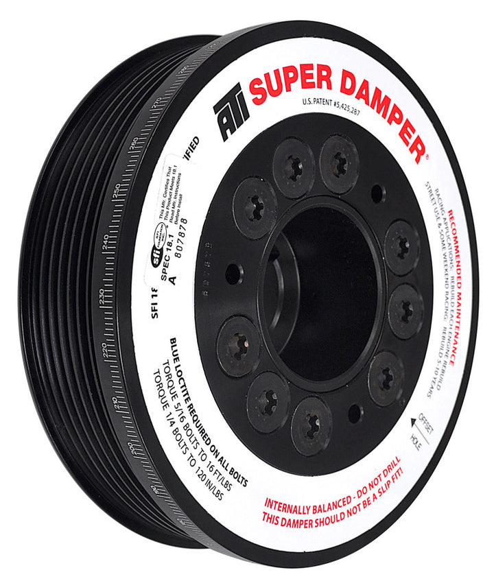 ATI Damper - 5.67in - Alum - 7 Grv - Honda K20 - Street - 02+ 2.0L - Civic Type-R / Acura RSX - 1Pc - Bull Strap